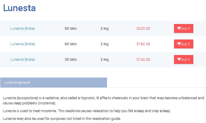 lunesta generic cost