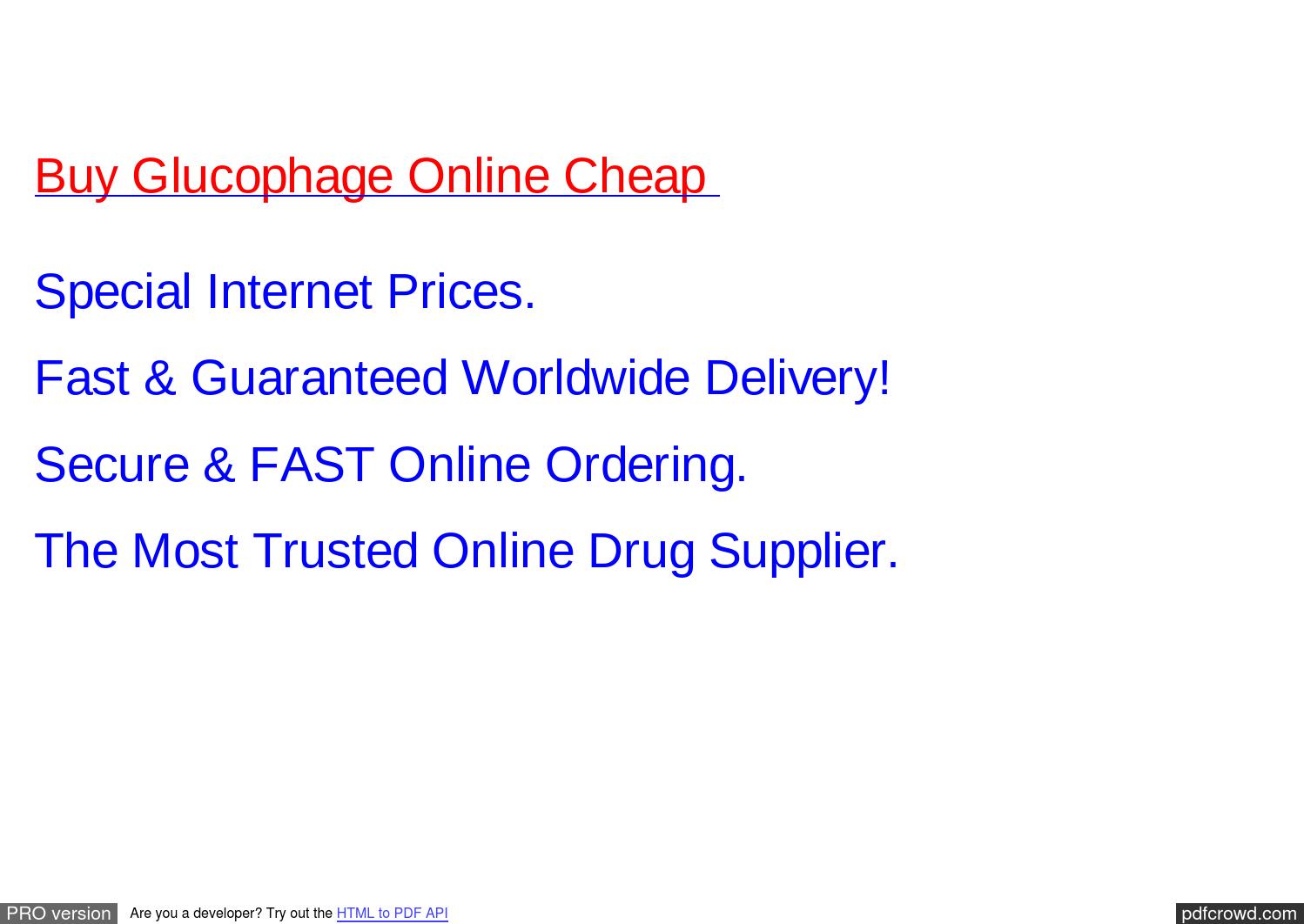 Buy Glucophage Online Canada