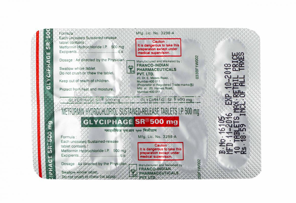 Metformin 500mg Tablets Price In India