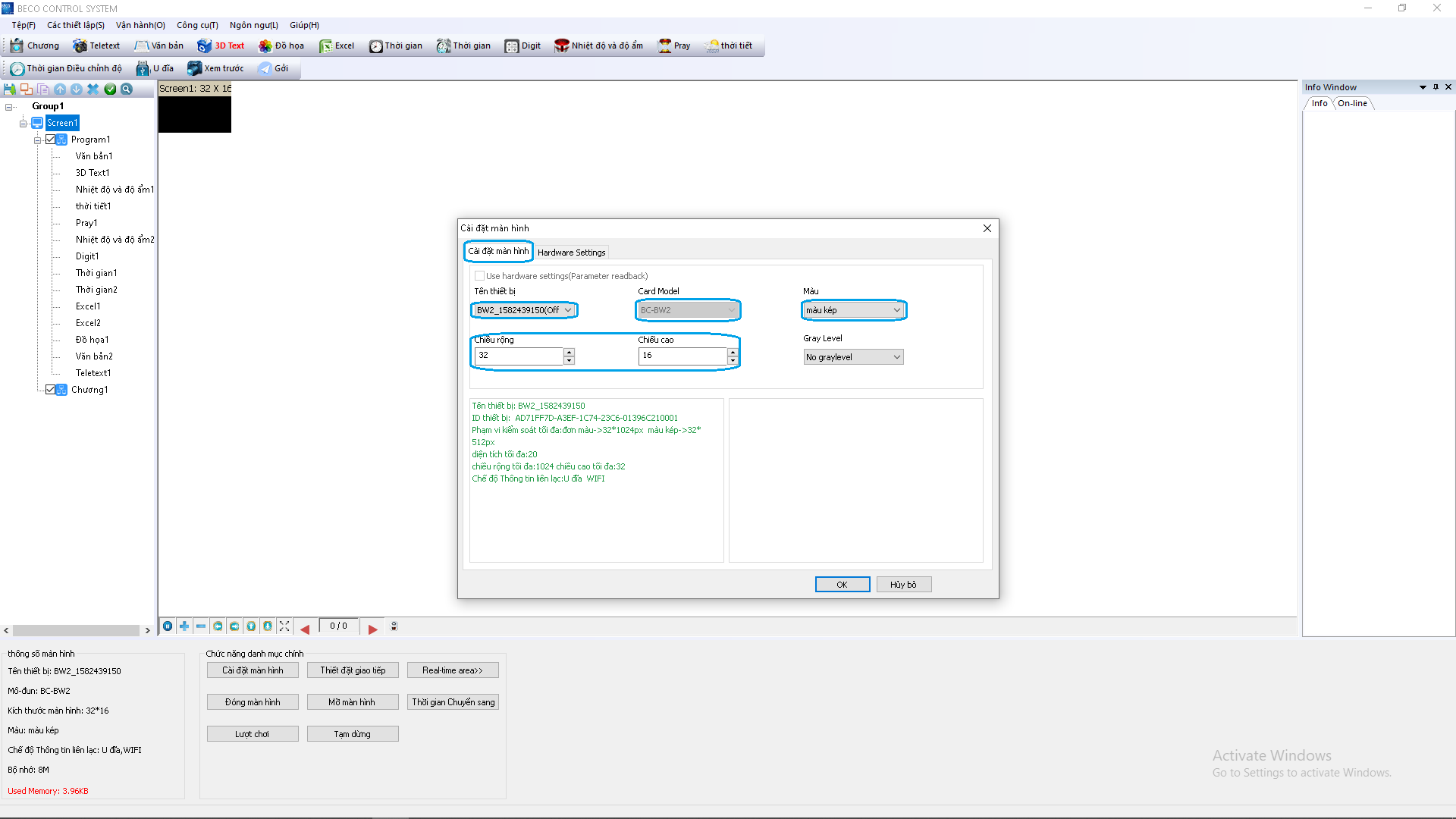 Cài đặt màn hình