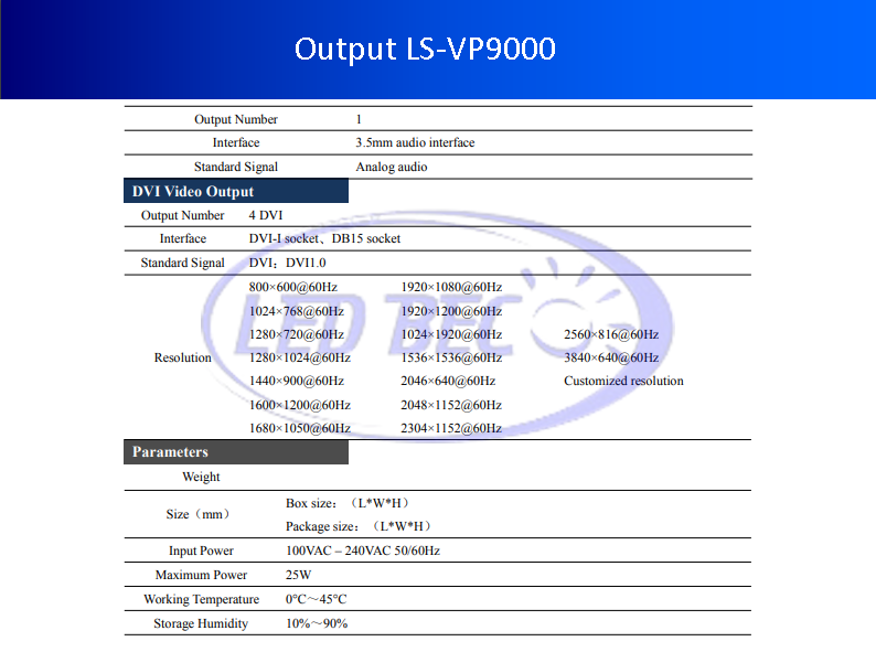 Ouput LS-VP9000