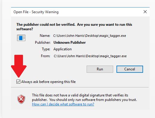 Cách tắt thông báo Publisher Could Not Be Verified